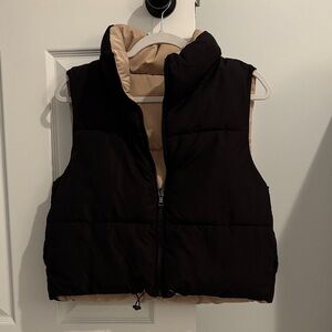 Reversible Black and Tan Puffer Vest